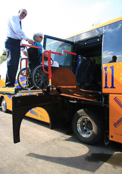 Wheelchair lift on coach